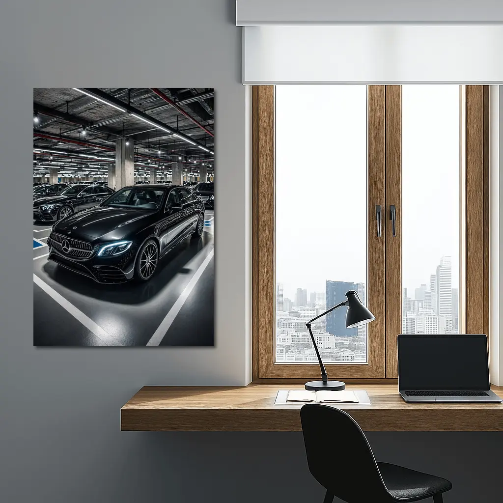 Mercedes Benz E Class Underground Parking Night – Wall Art
