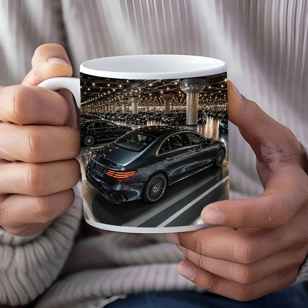 Mercedes E Class Sedan Indoor Parking Lot – Mugs
