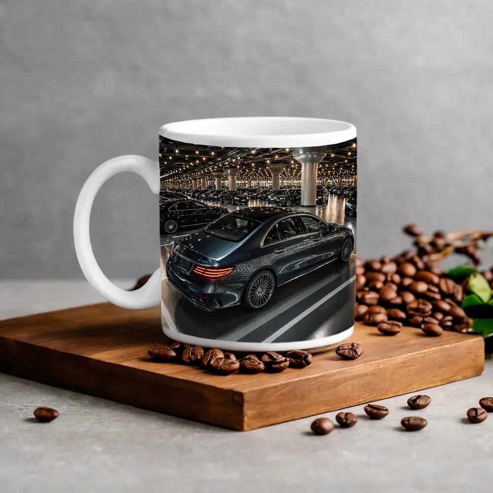 Mercedes E Class Sedan Indoor Parking Lot – Mugs