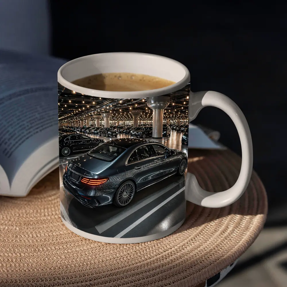 Mercedes E Class Sedan Indoor Parking Lot – Mugs