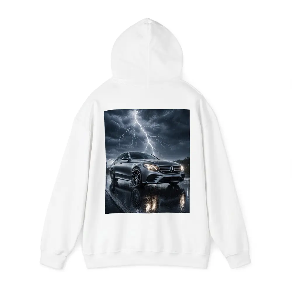 Mercedes E Class Silver Car Stormy Night – Hoodies