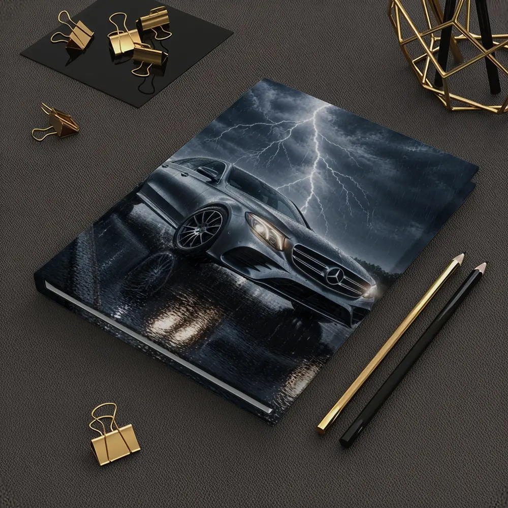 Mercedes E Class Silver Car Stormy Night – Notebooks