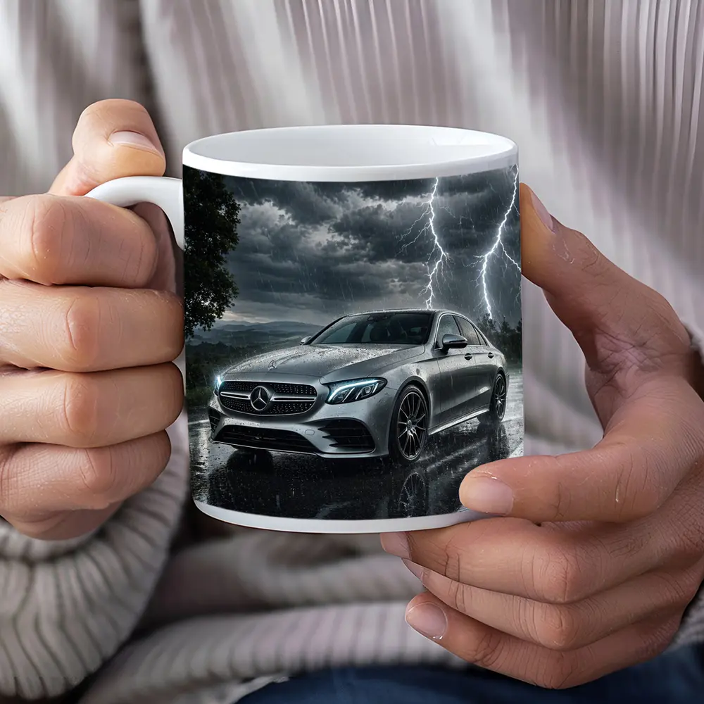 Mercedes E Class Storm Lightning Rain Night – Mugs