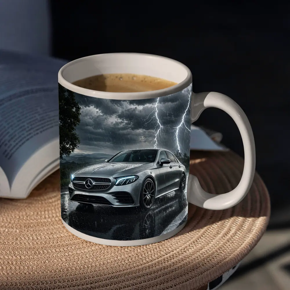Mercedes E Class Storm Lightning Rain Night – Mugs