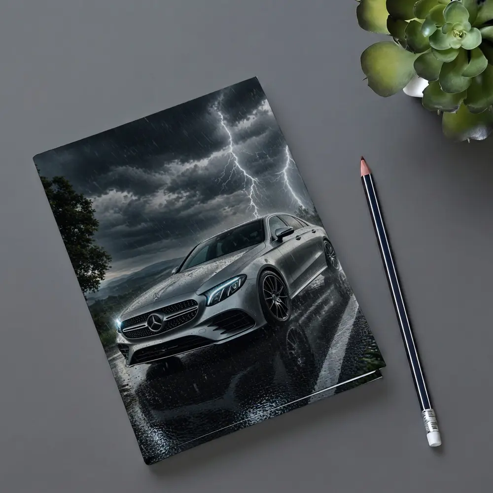 Mercedes E Class Storm Lightning Rain Night – Notebooks
