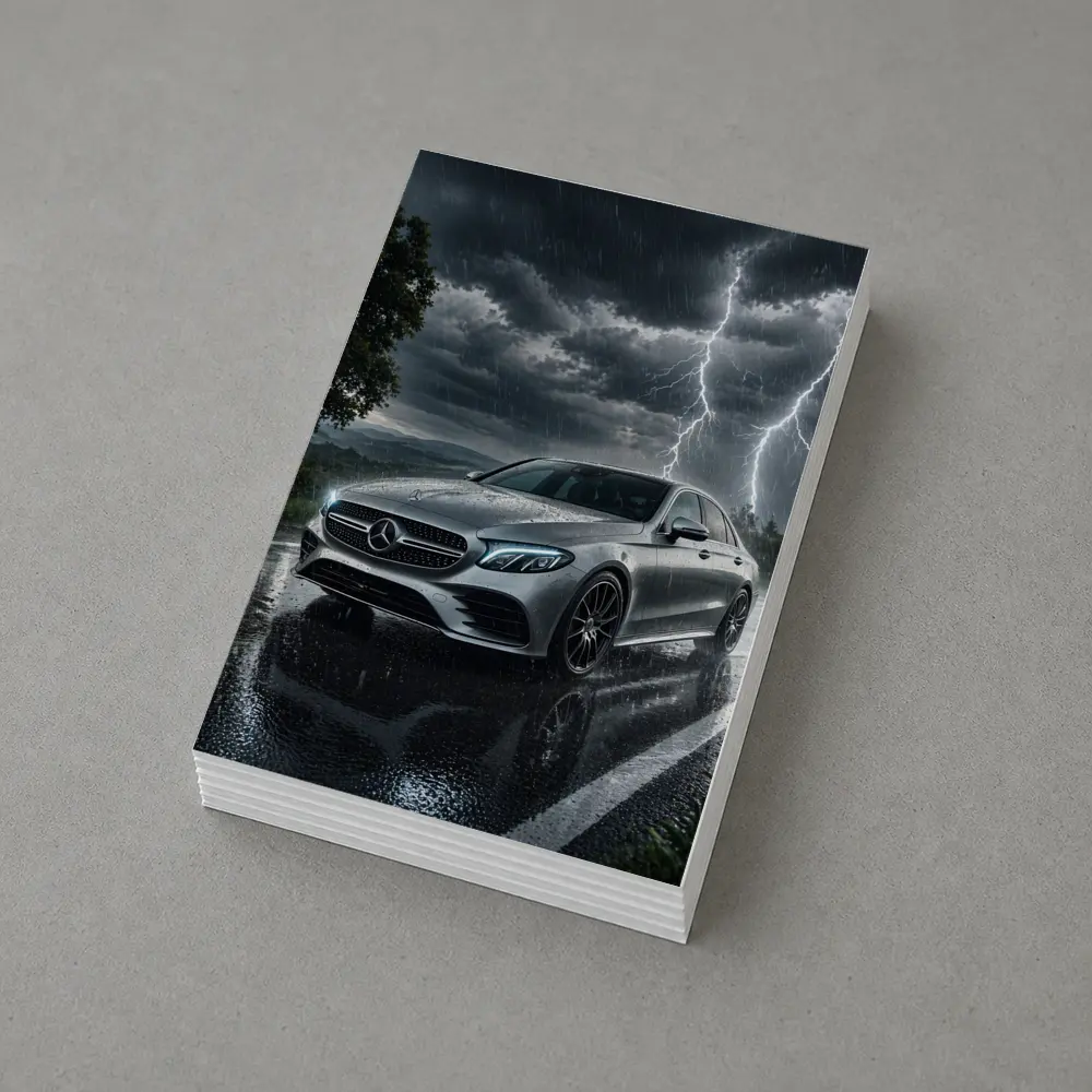 Mercedes E Class Storm Lightning Rain Night – Postcards