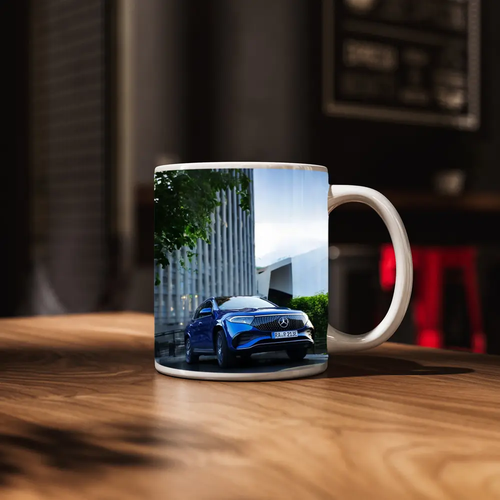 Mercedes EQA Blue Electric SUV City Street – Mugs