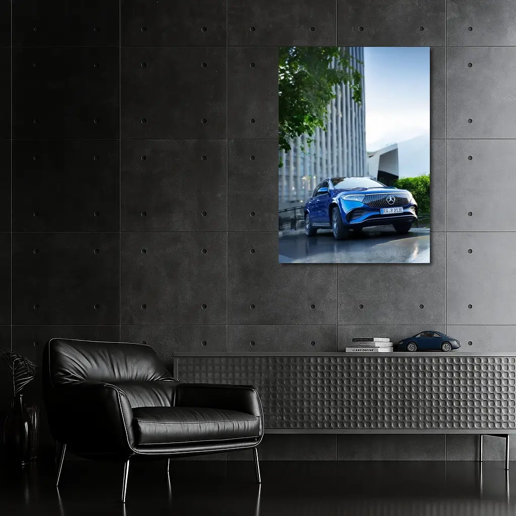 Mercedes EQA Blue Electric SUV City Street – Wall Art