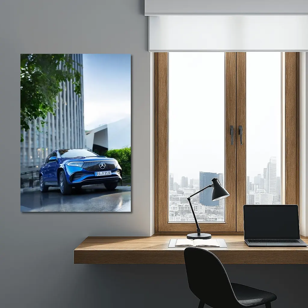 Mercedes EQA Blue Electric SUV City Street – Wall Art