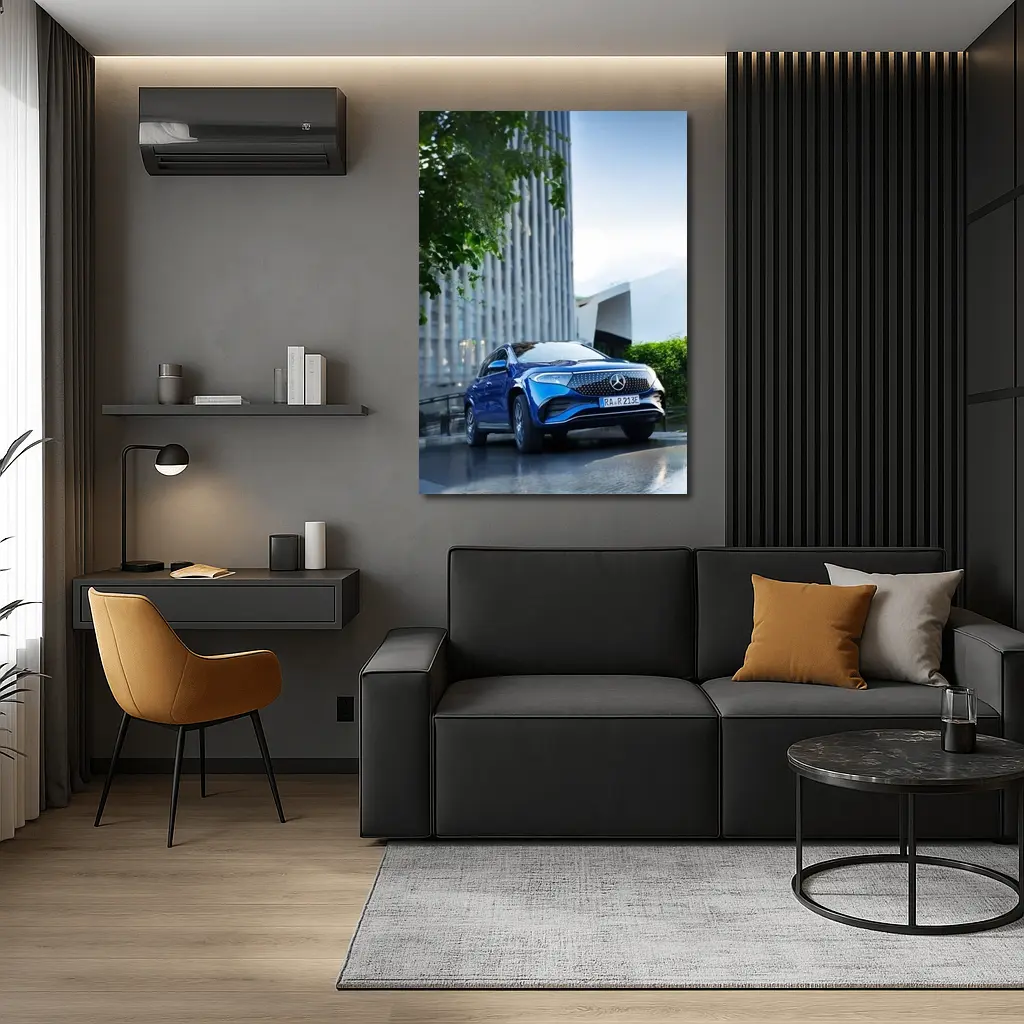 Mercedes EQA Blue Electric SUV City Street – Wall Art