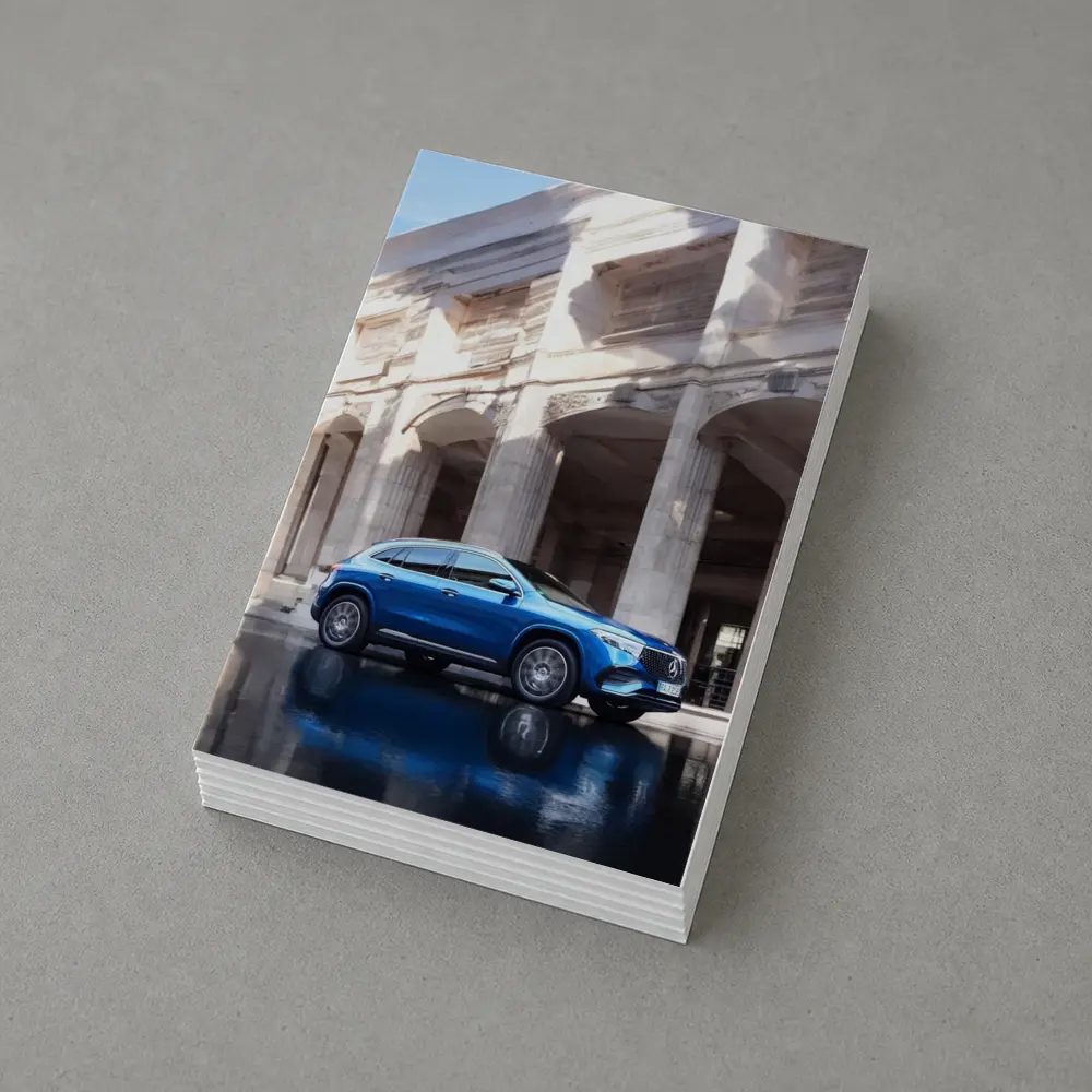 Mercedes EQA Blue SUV Urban Architecture – Postcards