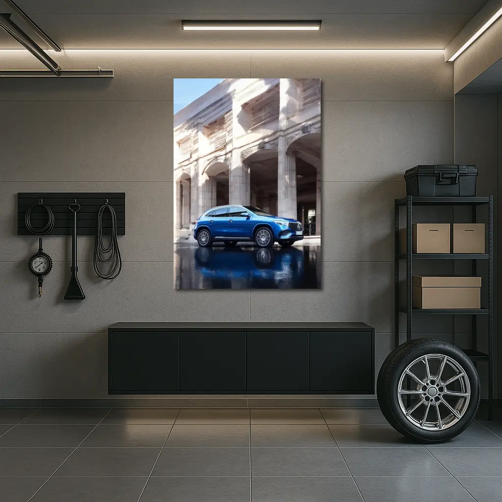 Mercedes EQA Blue SUV Urban Architecture – Wall Art