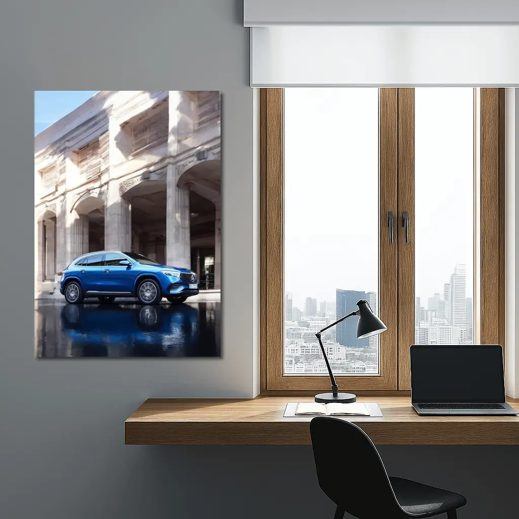 Mercedes EQA Blue SUV Urban Architecture – Wall Art
