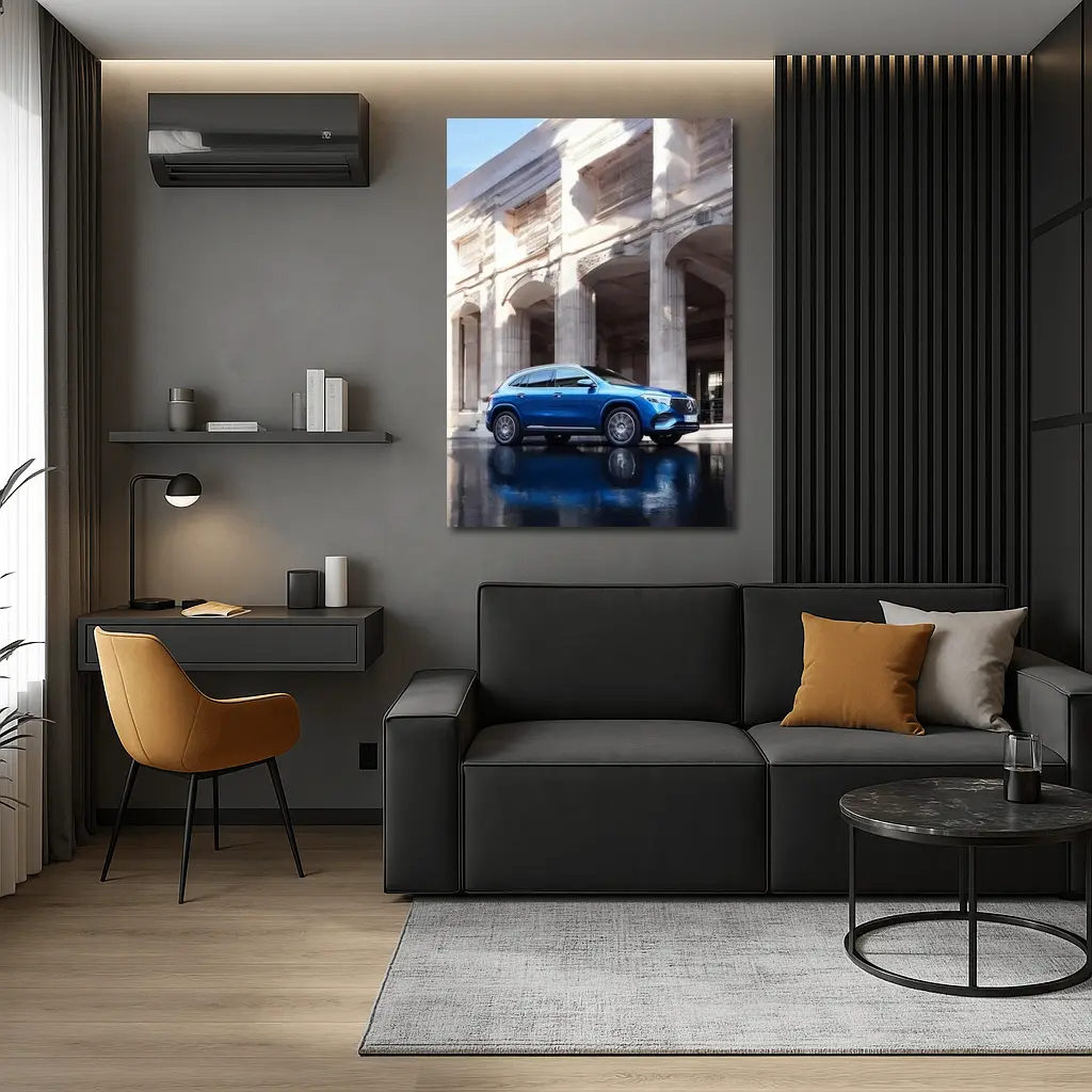 Mercedes EQA Blue SUV Urban Architecture – Wall Art