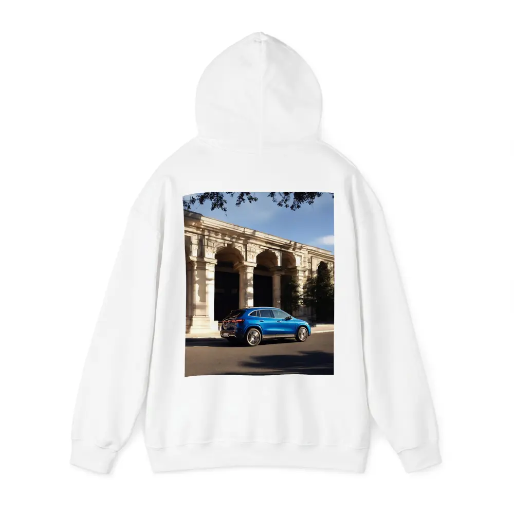Mercedes EQA Blue SUV Classic Building Street – Hoodies