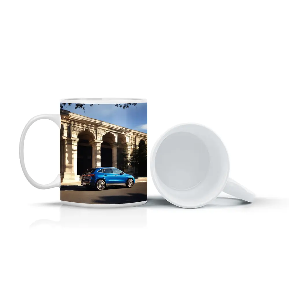 Mercedes EQA Blue SUV Classic Building Street – Mugs