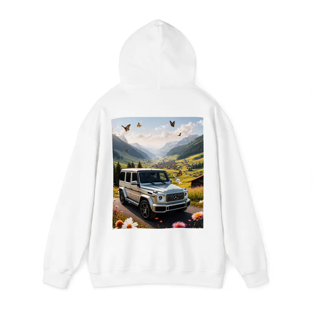 Mercedes G Class White Alpine Valley Scene – Hoodies