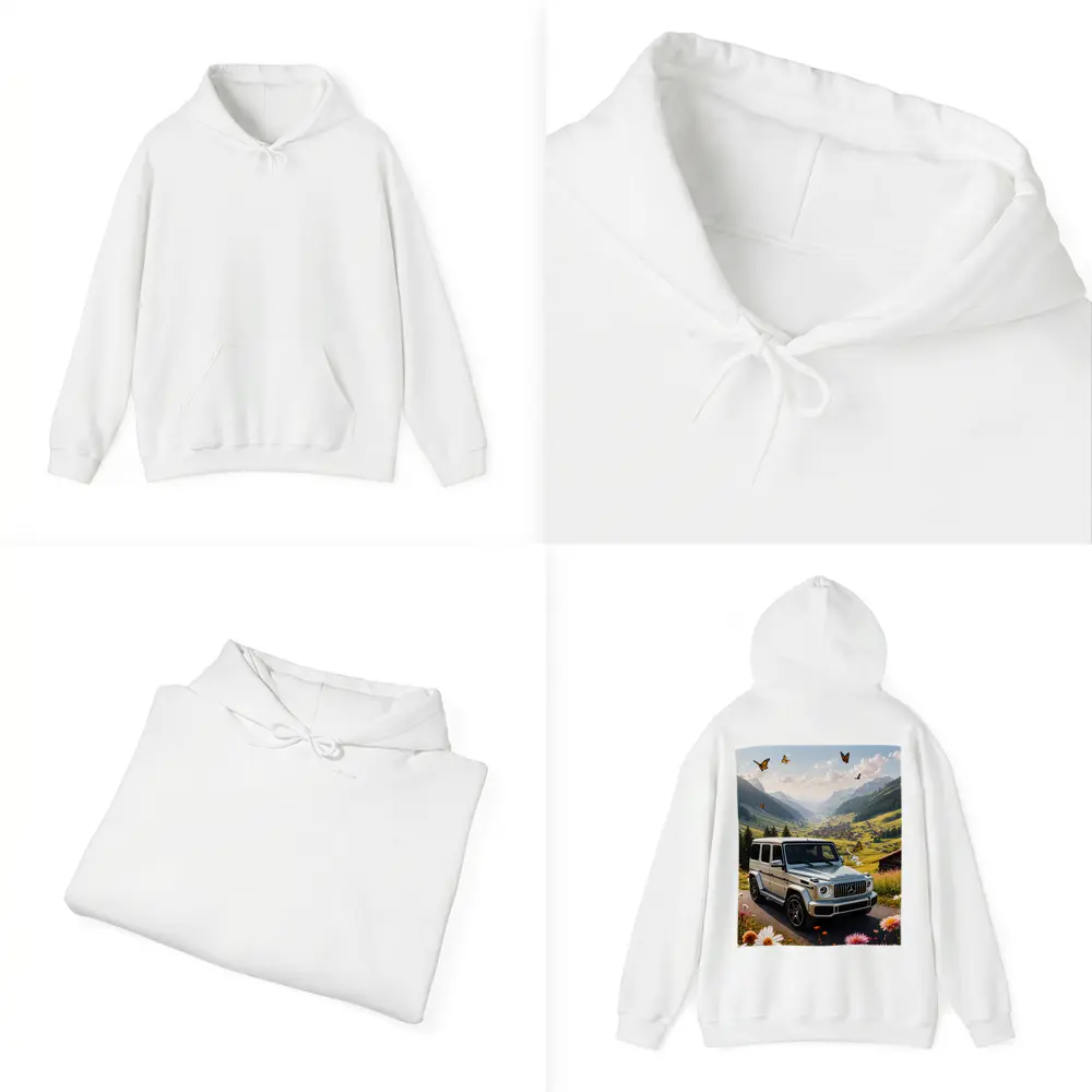 Mercedes G Class White Alpine Valley Scene – Hoodies