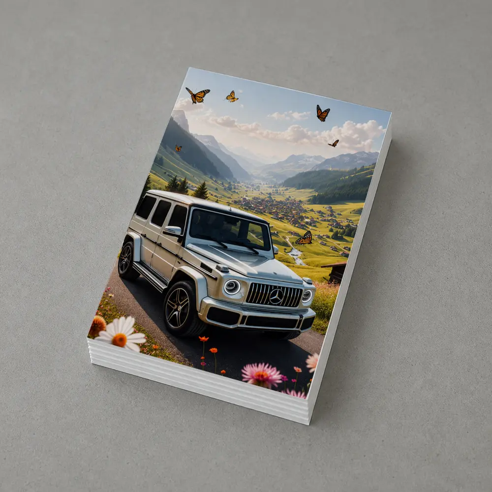 Mercedes G Class White Alpine Valley Scene – Postcards