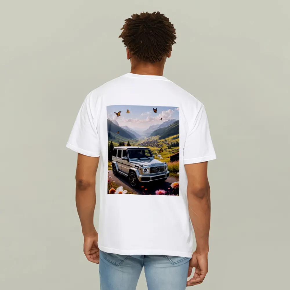 Mercedes G Class White Alpine Valley Scene – T-Shirts