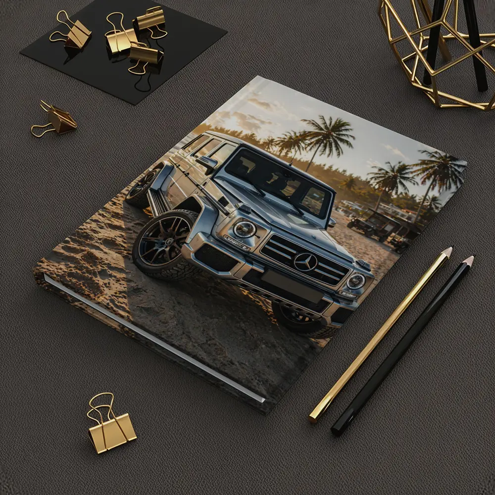 Mercedes G Class Silver Beach Sunset Scene – Notebooks