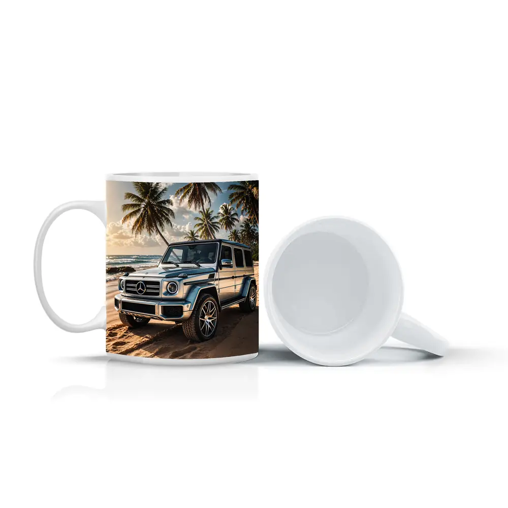 Mercedes G Class Silver Beach Palm Trees – Mugs