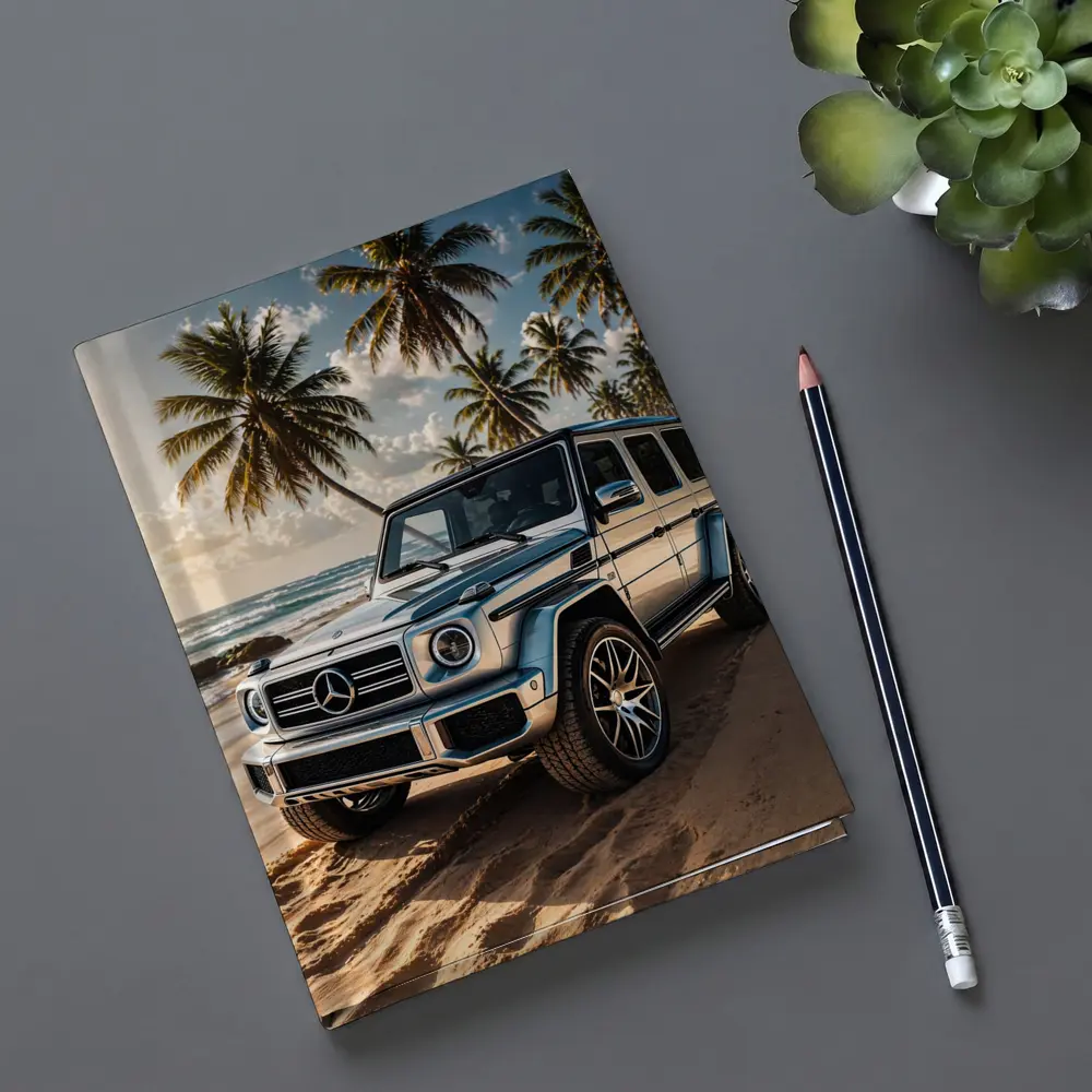 Mercedes G Class Silver Beach Palm Trees – Notebooks