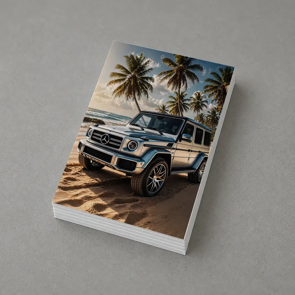 Mercedes G Class Silver Beach Palm Trees – Postcards