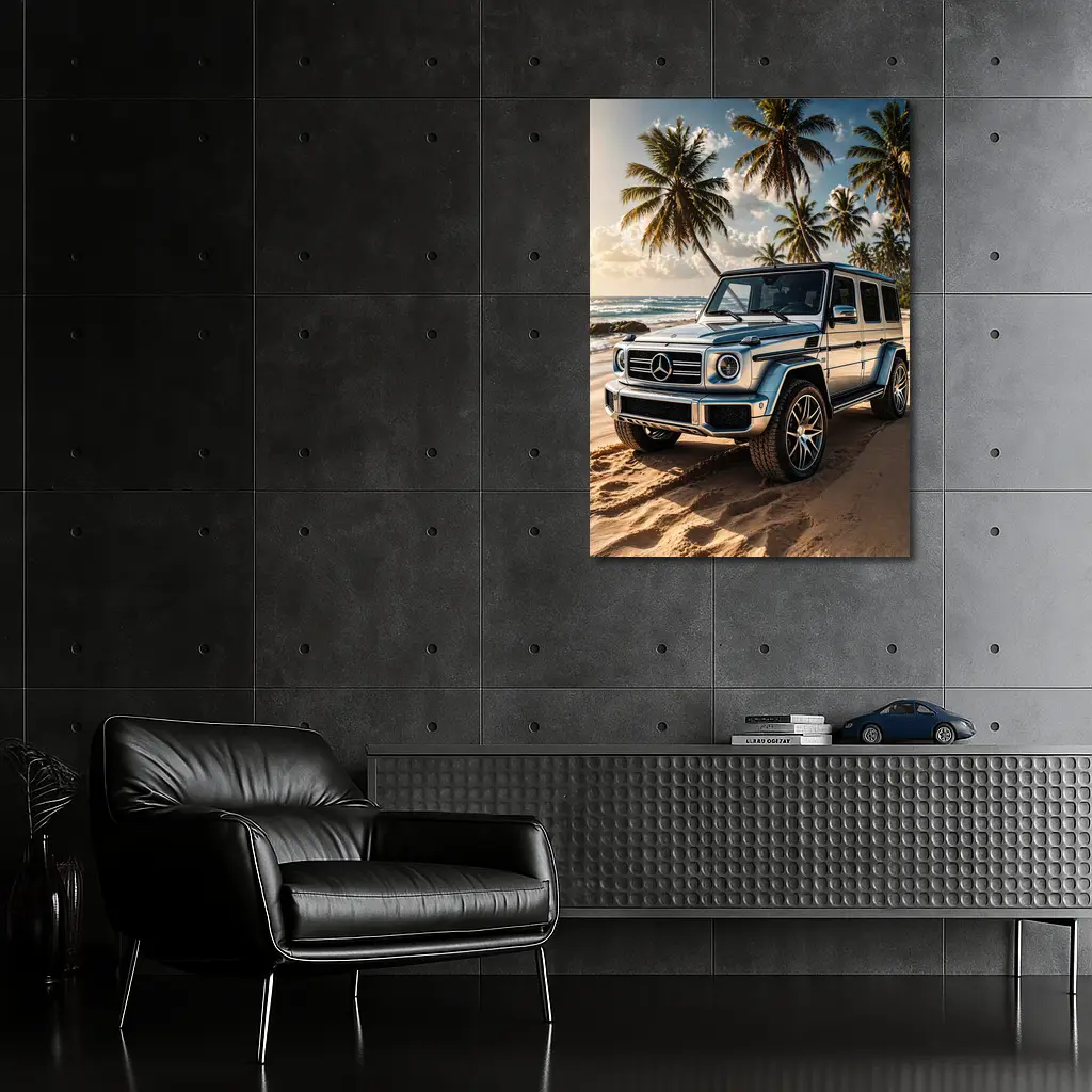 Mercedes G Class Silver Beach Palm Trees – Wall Art
