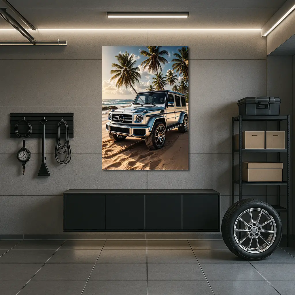 Mercedes G Class Silver Beach Palm Trees – Wall Art