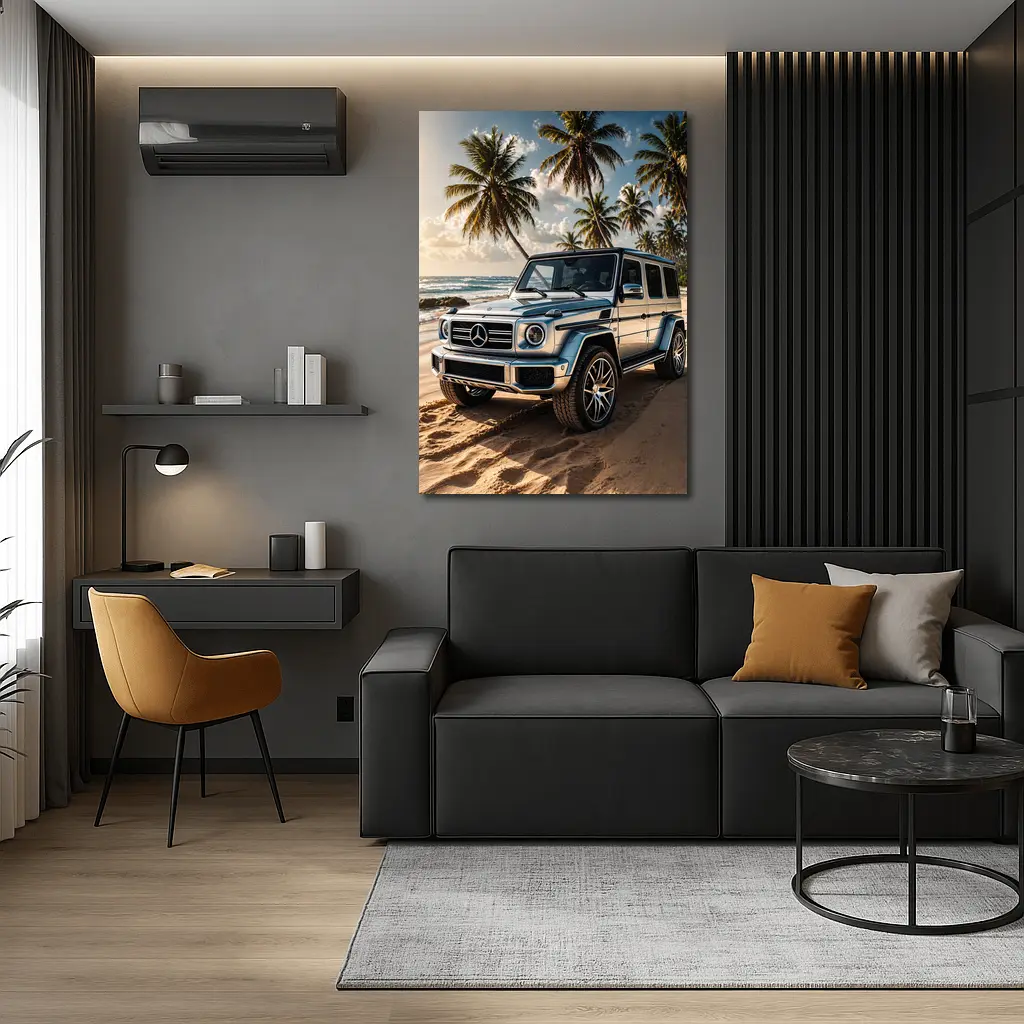 Mercedes G Class Silver Beach Palm Trees – Wall Art