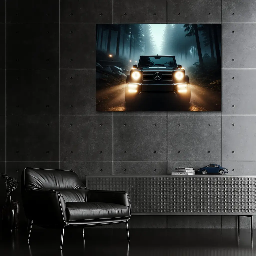 Mercedes G Class Dark Misty Forest Night – Wall Art