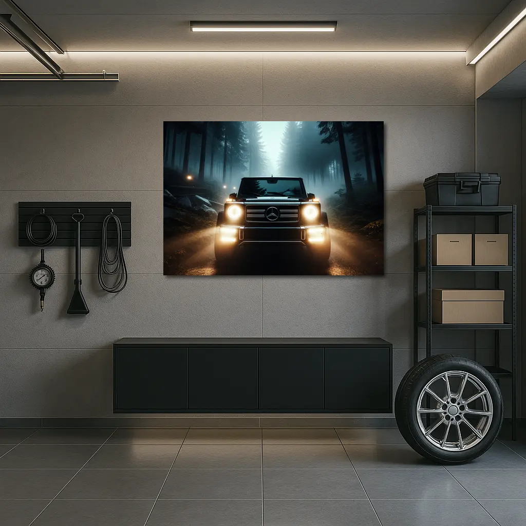 Mercedes G Class Dark Misty Forest Night – Wall Art