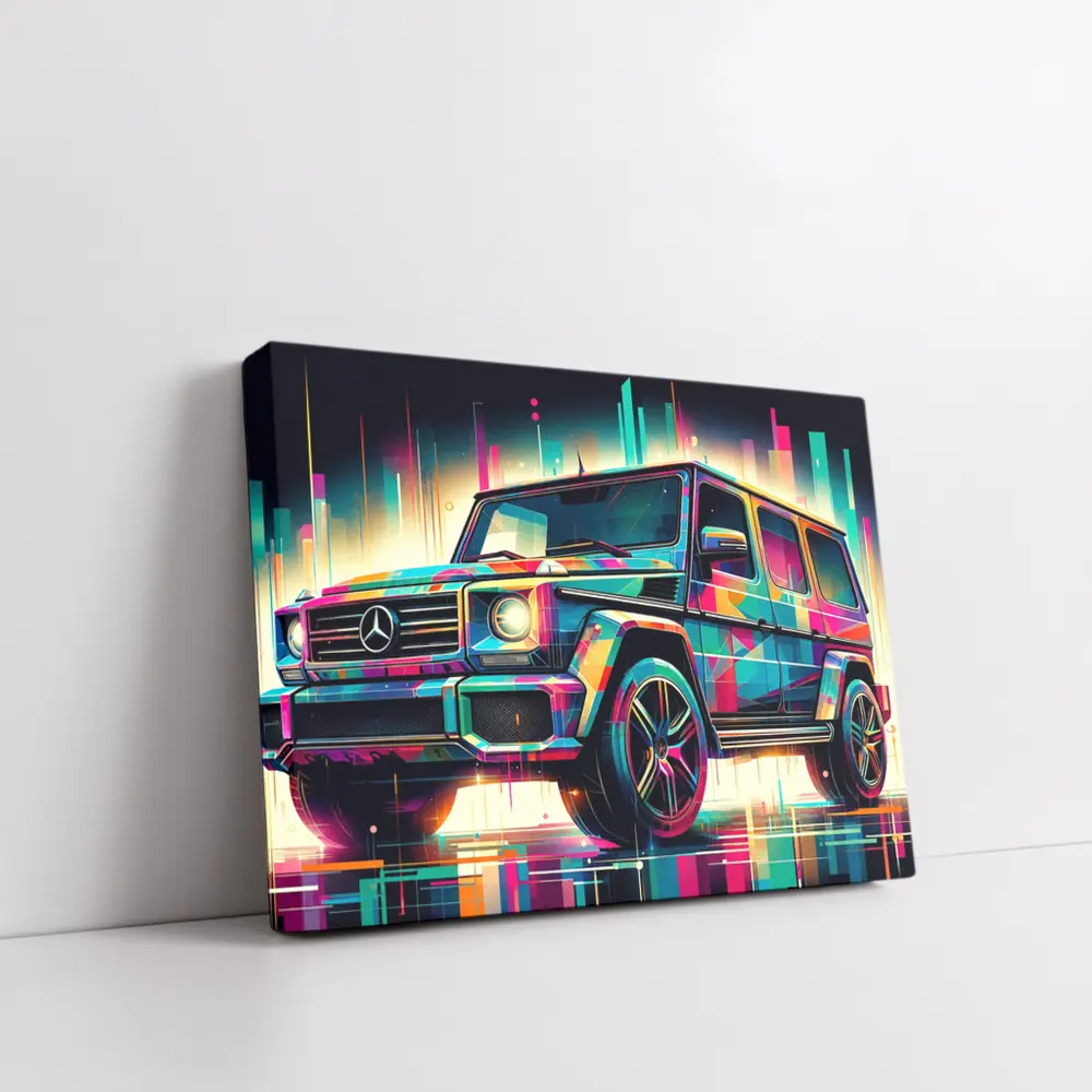 Mercedes G Class Neon Abstract Art – Wall Art