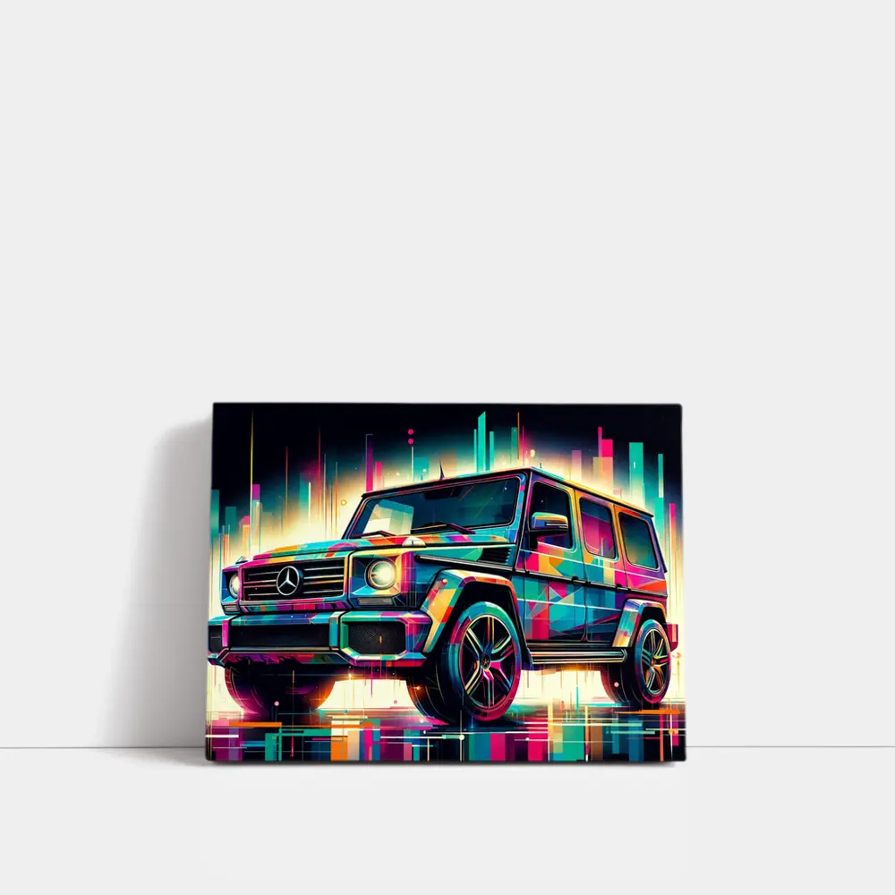 Mercedes G Class Neon Abstract Art – Wall Art