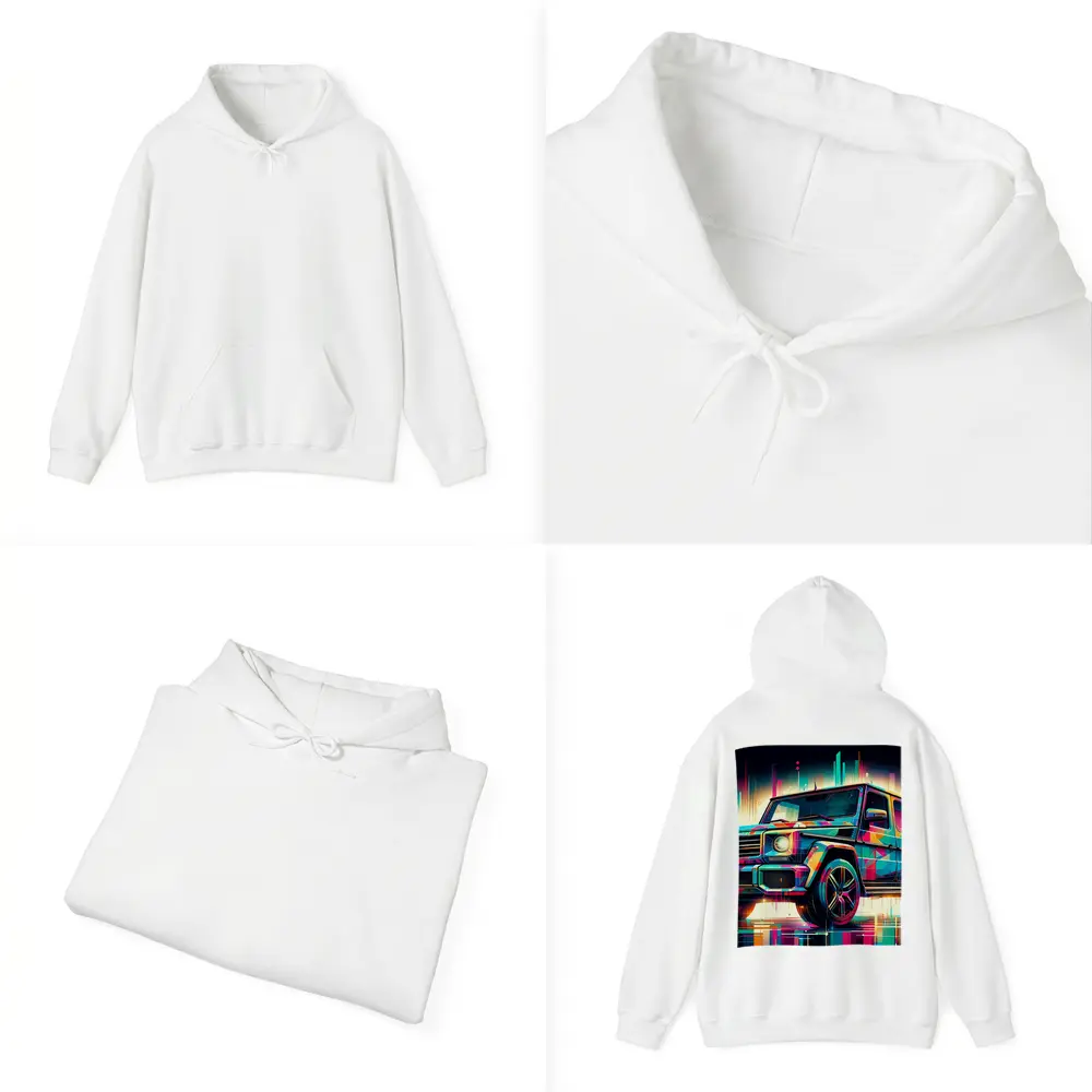 Mercedes G Class Neon Abstract Art – Hoodies