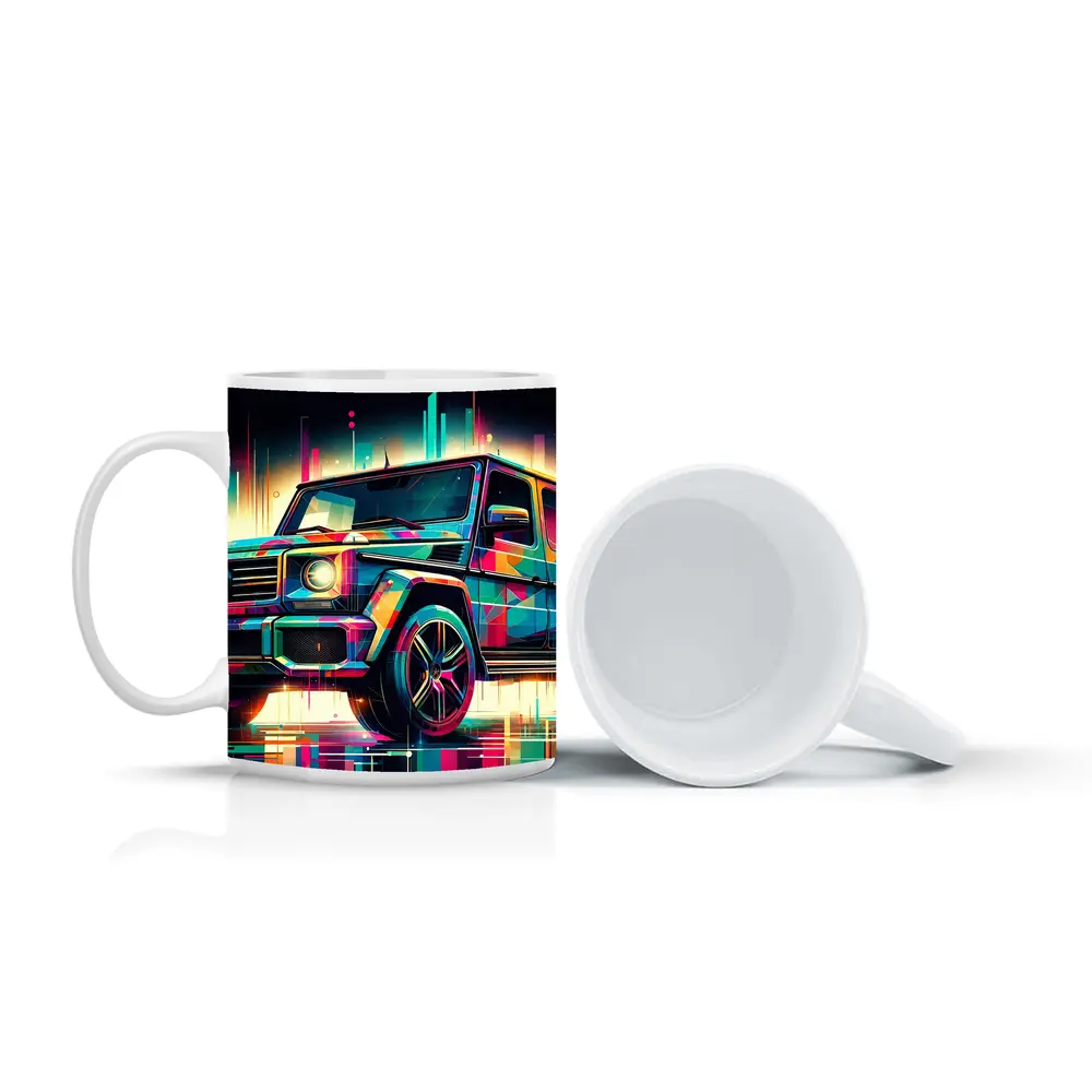 Mercedes G Class Neon Abstract Art – Mugs