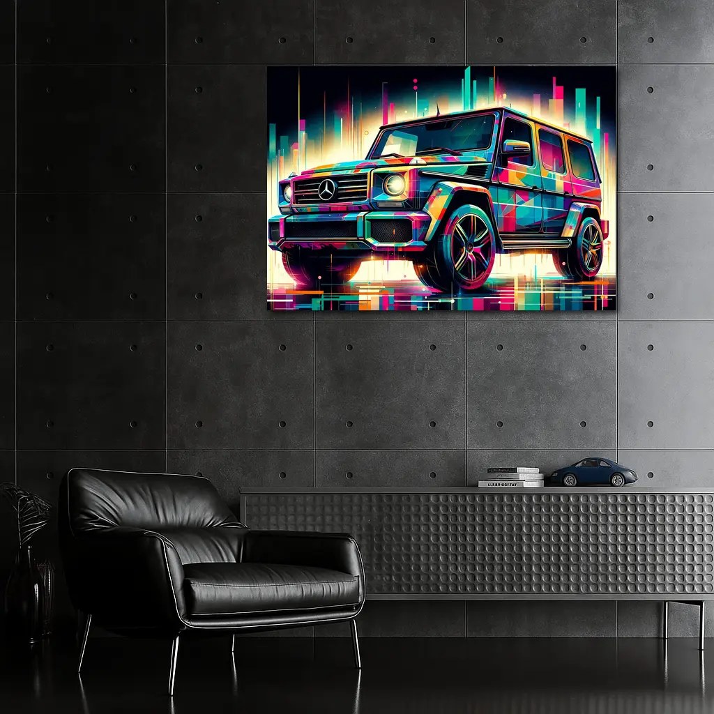Mercedes G Class Neon Abstract Art – Wall Art