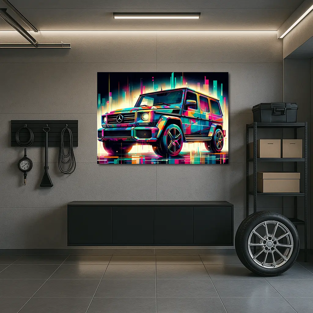 Mercedes G Class Neon Abstract Art – Wall Art
