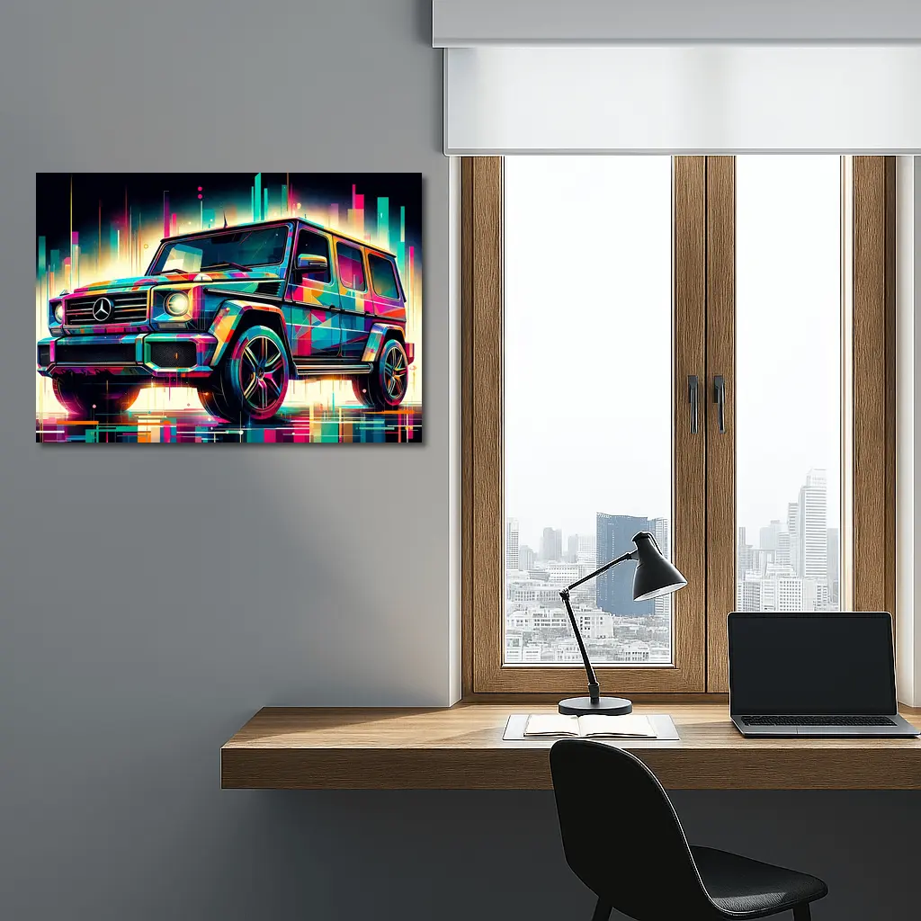 Mercedes G Class Neon Abstract Art – Wall Art