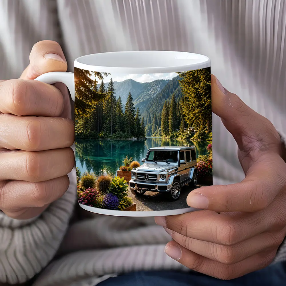 Mercedes G Class Silver SUV Mountain Lake – Mugs
