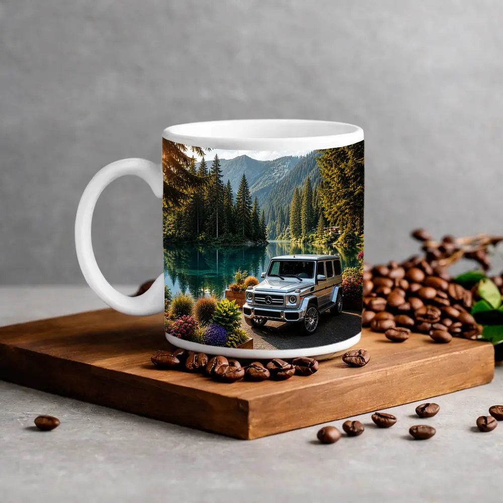 Mercedes G Class Silver SUV Mountain Lake – Mugs