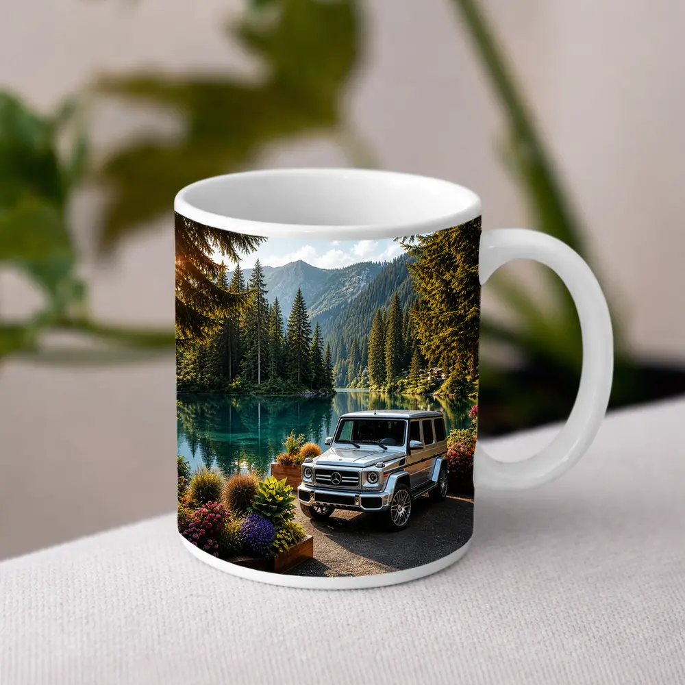 Mercedes G Class Silver SUV Mountain Lake – Mugs