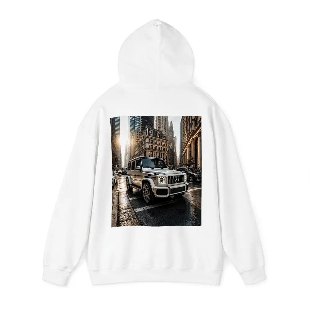Mercedes G Class White SUV City Street – Hoodies