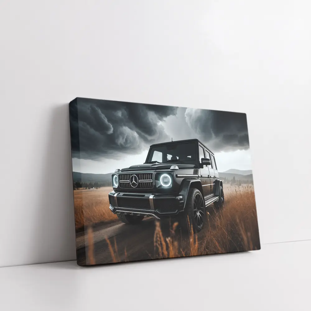 Mercedes G Class Dark Stormy Field Scene – Wall Art