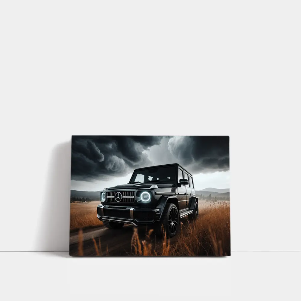 Mercedes G Class Dark Stormy Field Scene – Wall Art