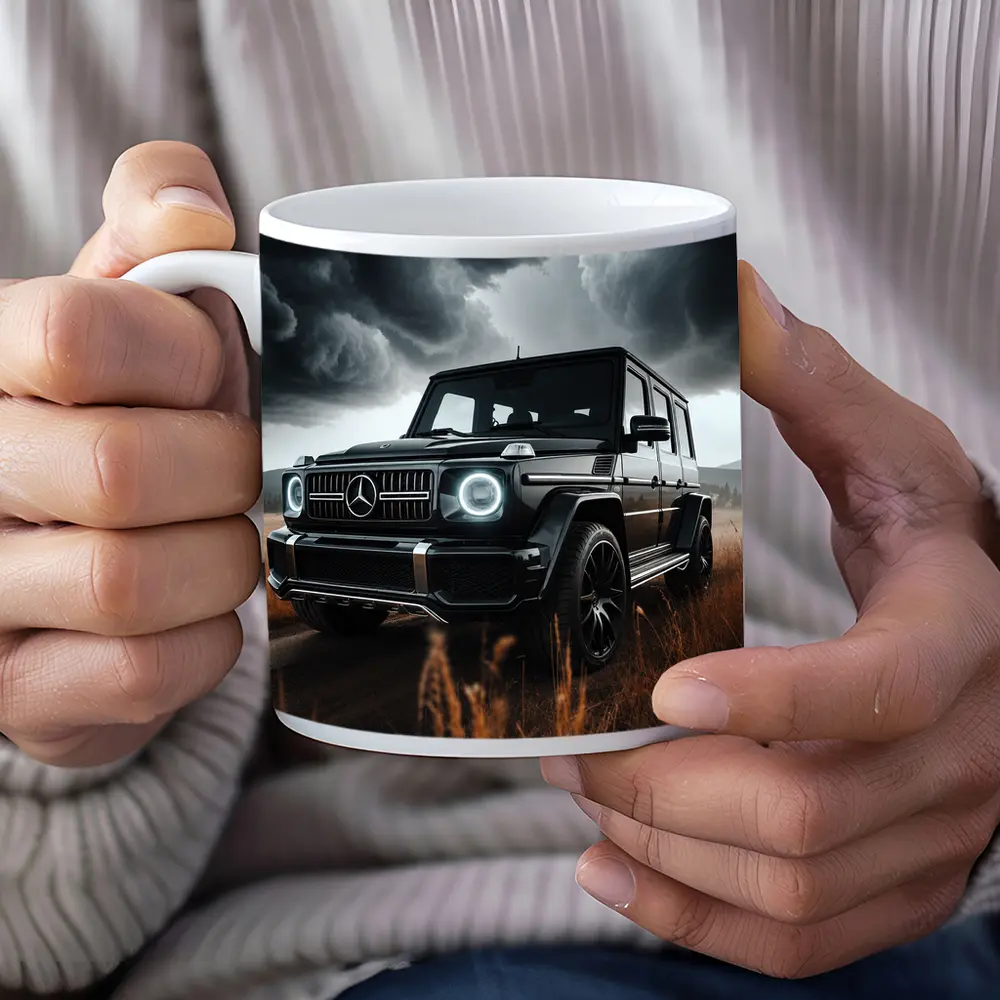 Mercedes G Class Dark Stormy Field Scene – Mugs