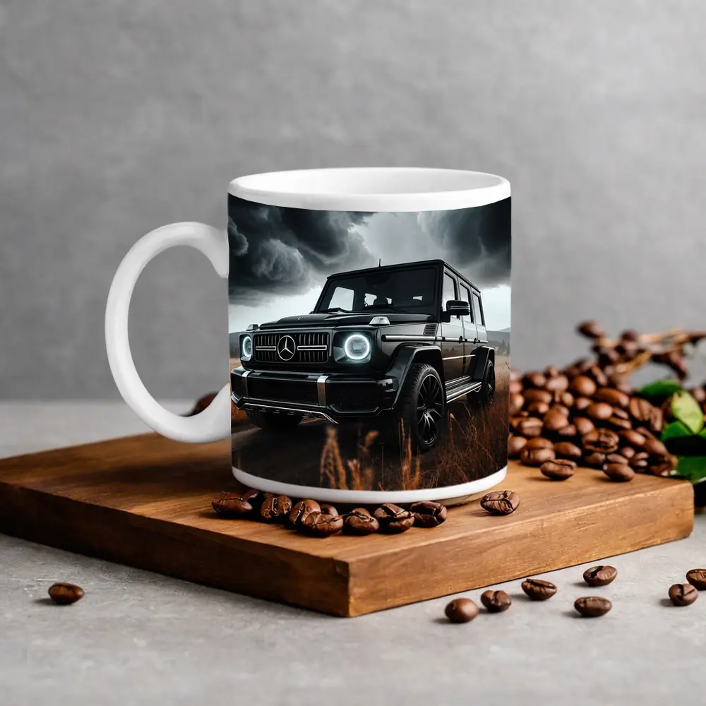 Mercedes G Class Dark Stormy Field Scene – Mugs