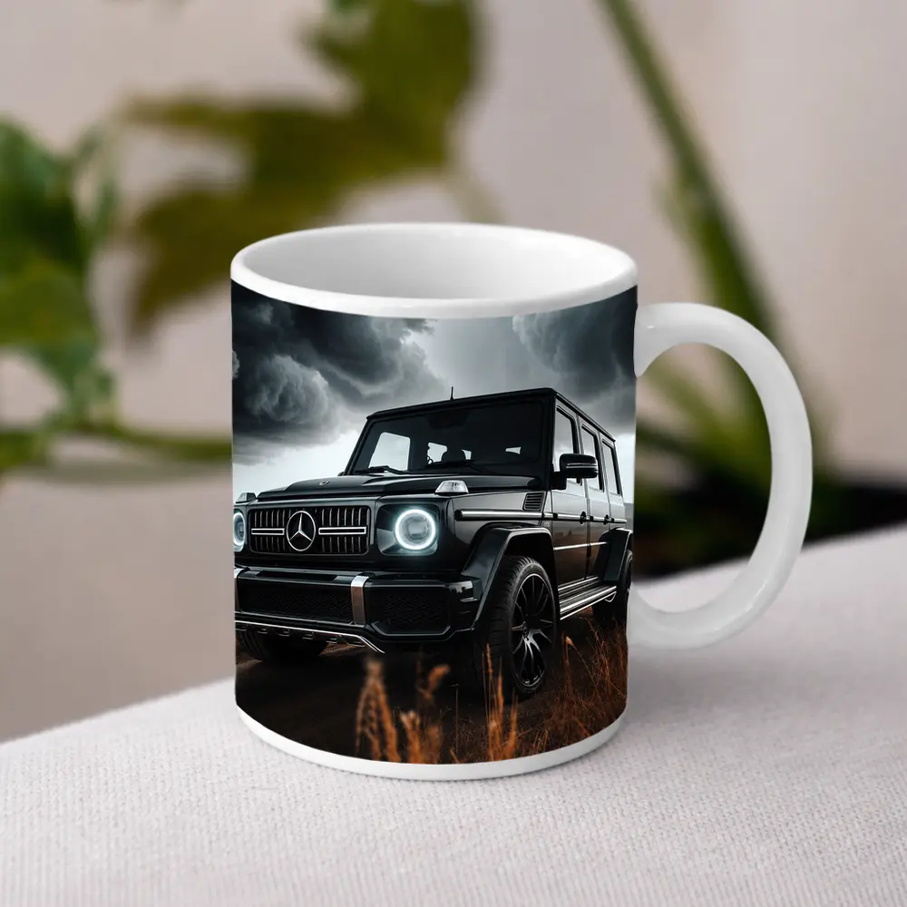 Mercedes G Class Dark Stormy Field Scene – Mugs