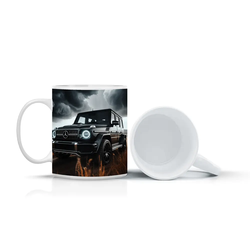 Mercedes G Class Dark Stormy Field Scene – Mugs